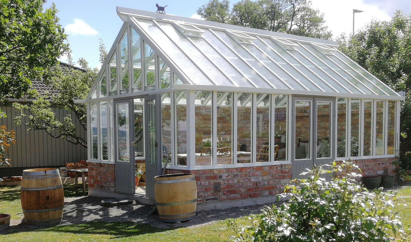 Växthus med tegelmur – premiumkonstruktion